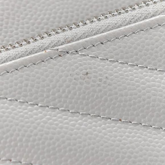 Saint Laurent Monogram Envelope Chevron Woc Souris Grey Leather Shoulder Bag - Picture 7 of 12